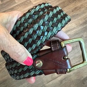 Handmade in Italy Italian Genuine Leather Braided Belt Green Brown